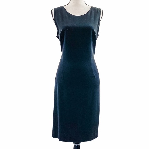 SANDRA Darren Black Sleeveless Round Neck Knee Length Sheath Dress - Picture 1 of 10